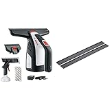 Bosch Home and Garden Akku Fenstersauger GlassVAC (USB Ladegerät, mit Mikrofasertuch, 2 x Aufsatz, 3,6 Volt, 2,0 Ah), Schwarz/Rot/Silber & Bosch große Ersatz-Auflageschiene (2 Stück) F016800550