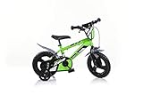 Dino Bikes Jungen Kinderfahrrad grün 412U Jungenfahrrad – 12 Zoll | TÜV geprüft | Original | Kinderrad mit Stützrädern - Das Fahrrad als Geschenk für Jungen