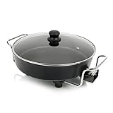 Princess Multi Wonder Chef Elektropfanne - 35cm Ø Bratfläche, 5,4 Liter Fassungsvermögen, 1800 Watt, regelbare Heizstufe, inkl. 2 Holzspatel, 0,9 m Kabelzuleitung, 162367, schwarz, 01.162367.01.500