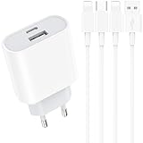 Schnellladegerät und Ladekabel for iPhone - 20W Ladegerät mit 2M Schnellladekabel Compatible for iPhone 14 13 12 11 Pro Max Plus Mini XS XR X SE 8 7 6S 5S Type C Netzteil USB C Charger Piarhlie