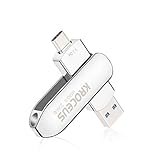 USB C Stick 256GB, KROCEUS USB C Flash Laufwerk 2 in 1 USB 3.0 Speicherstick Tragbarer OTG 256GB Type C Memory Stick USB-Sticks Metallkappe für Smartphone, Tablet, Computer, Notebook (Silber)