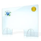 PLEXMANN Plexiglas Spuckschutz Trennwand 4mm Acrylglas Schutzwand Transparent Thekenaufsatz -Plexiglasscheibe Wand Spritzschutz-Hustenschutz Trennwände (70 x 60 cm (Breite x Höhe))