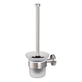 bremermann Bad-Serie Piazza - WC-Garnitur inkl. Wandhalterung und 1 Ersatzbürstenkopf, WC-Bürstenhalter, Toilettenbürstenhalter aus satiniertem Glas und Edelstahl, matt