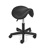 Mingone Sattelhocker Drehhocker Sattelstuhl Höhenverstellbar Bürohocker Ergonomischer Praxishocker mit Rollen 360 ° Drehung ，Schwarz