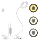 dowowdo Leselampe Bett - USB 8 W 60 LED Dimmbare Klemmlampe mit 3 Farbtemperatur, 360° Flexible Klemmleuchte für Nachtlektüre Reisen Schlafzimmer Büro Arbeitszimmer (Raum), Weißes Silikon