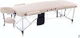 MASSUNDA Comfort Light - Mobile Massageliege Aluminium super leicht 12kg, Massagebank Klappbar & Höhenverstellbar, Massagetisch tragbar - 3 Zonen - inkl. Zubehör - Creme