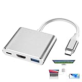 Huybaa USB C zu HDM1 Adapter 3 in 1, USB 3.0 Typ C auf HDM1 4K Multiport AV Konverter, HDM1 Typ C HUB Adapter für S8+/S9+/Projektor/Monitor