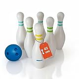 alldoro 60131 XXL Bowling Spiel mit 6 Pins & Kugel, 42 cm Kegel, standfest befüllbar, robust & wetterfest, inkl. Tragetasche, ab 3 Jahren