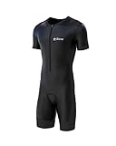 Sikma Herren Radsport-Skinsuit, gepolstert, einteilig, Trisuit, Bike-Top, kurz, Schwarz , XXL