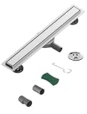 Neodrain Duschrinne 80cm Edelstahl Bodenablauf - 360° Siphon Ablaufrinne Extra Flach mit Geruchsstop Haarsieb Für Bad, Außenbereich