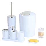 7-teiliges Badezimmer-Zubehör-Set – Zahnbürstenhalter, Mundspülbecher, Seifenschale, WC-Bürste, Mülleimer, Wattestäbchen-Behälter – stilvolle und funktionale Heimutensilien