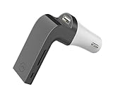 Schwarzer FM-Transmitter mit Bluetooth 5.0, Freisprecheinrichtung, USB-Aufladung 5 V, 1 A, Micro-SD-, USB- und AUX-Anschlüsse. Entwickelt für: Musikgenuss im Auto.