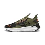 PUMA Unisex Softride Symmetry Fuzion Road Running Shoe, Olive Black-Flame Flicker, 42.5 EU