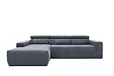 DOMO Collection Brandon Ecksofa, Sofa mit Rückenfunktion in L-Form, Polsterecke, Eckgarnitur, dunkelgrau, 285 x 175 cm