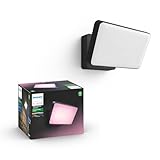 Philips Hue White & Color Ambiance Discover Outdoor Flutlicht (2.250 lm), dimmbare Wandleuchte für das Hue Lichtsystem mit 16 Mio. Farben, smarte Lichtsteuerung über Sprache oder App, schwarz