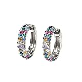 Flache Ohrstecker Für Damen vergoldet, leicht, mit Zirkonia-Block, Knorpelohrringe, Goldschmuck für Damen Lange Federohrringe (White, One Size)