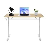 Höhenverstellbarer Schreibtisch 120*60cm 100KG Home Office-Schreibtisch Durchdachtes Design 65-90CM Manuell Höhenverstellbarer Stehschreibtisch für Büro, Wohnzimmer, Arbeitszimmer (Holzfarbe)