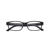 PROFLEX Safari Lesebrille gegen Kopfschmerzen, BluOptix Blaulichtblockierung, Federscharniere, robust, stoß und kratzfest, Unisex (Herren + Damen), stilvoll (BLK; +2,0)