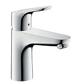 hansgrohe Waschtischarmatur Focus, Wasserhahn Bad mit Auslauf Höhe 100 mm, mit Zugstange, Badarmatur wassersparend, Chrom