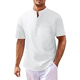 LOPILY Funkuhr Digital Datum Casual Kurzarm Einfarbig Langarm T-Shirt Top (White, XL)