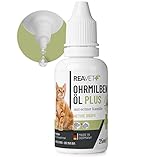 ReaVET Ohrmilbenöl Plus 25ml sofort wirksames Mittel für Katzen – gegen Ohrmilben mit Kamille für Katze, Sanfte Pflege bei Juckreiz im Ohr, Ohrentropfen Milben, Ohrenreiniger