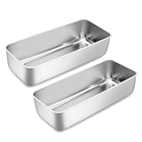 EIMZU Kastenform Große Edelstahl Brotbackform, 2er Set Brotbackform, Rechteckig Kastenbackform Backform, für Kuchen und Brote, Königskuchenform (33 * 15 * 6.5cm)