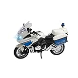 Toi-Toys 29654B Polizeimotorrad 1:20 mit Licht und Sound, Polizeispielzeugmotorrad Modell-Motorrad Polizei, Weiß