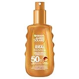 Garnier UV-Sonnenschutzspray für eine strahlende Bräune, Sehr hoher Sonnenschutz mit LSF 50, Wasserfest, Ambre Solaire Ideal Bronze Milk-in-Spray, 1 x 150 ml