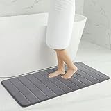Homaxy Memory Foam Badezimmer Badeteppiche Saugfähige Rutschfester Badvorleger Waschbar Badematte - 61 x 120 cm, Dunkelgrau