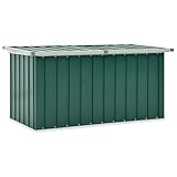homiuse Gartenbox Aufbewahrungsbox Aufbewahrungstruhe Gartentruhe Wasserdicht Kissenbox Gartenbox Klein Verzinkter Stahl Klappdeckel Grün 129 x 67 x 65 cm