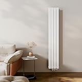 EMKE Heizkörper Klein 1800x300mm, Vertikal Heizkörper Bad Schmal Hoch Flachheizkörper Mittelanschluss Design Paneelheizkörper Doppellagig Wandheizkörper Weiß 911 Watt