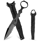 Lnjya Neck Knife Messer EDC Messer mit Kydex Scheide Outdoor Klein Messer 17cm Dolch Stiefelmesser Gürtelmesser Scharfes Campingmesser Tactical Knife für Outdoor Survival (Single-edged)