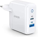Anker PowerPort PD 2 Wandladegerät, 32W Dual-Port USB-C, 20W Power Delivery, 12W PowerIQ, LED-Anzeige, für iPad iPad Mini iPhone 13 13 Mini 13 Pro 13 Pro Max 12 11, Pixel, Galaxy, White