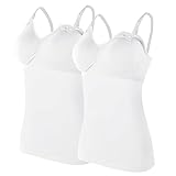 Schwangerschaft Schlüpfer Womens Nursed Tanktops Eingebautes BH-Top zum Stillen Mutterschaft Camisole Brasieres 2PC mit 4PC Brustpolstern Baumwollslips Damen (White, M)