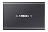 Samsung Portable SSD T7 (MU-PC1T0T/WW), 1 TB, USB 3.2 Gen.2, 1.050 MB/s Lesen, 1.000 MB/s Schreiben, externe Festplatte für Mac, PC, Smartphone und Spielekonsole, Grau