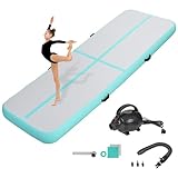 KIKILIVE 10CM Hoch Gymnastikmatte Tumbling Matte, 2M Aufblasbar Gymnastik Track Matte Air Turnmatte mit Luftpumpe Aufblasbare Sportmatte für Fitness/Outdoor/Yoga/Training usw