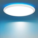 Laittiin Deckenlampe LED Deckenleuchte Flach - 23W RGB Schlafzimmerlampe Dimmbar mit Fernbedienung Ø30cm Küchenlampe Rund Badlampe Decke 3000K-6500K Badezimmerlampe für Balkon/Schlafzimmer/Wohnzimmer