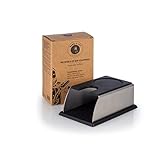 Buddy´s Bar - Barista Edition, Premium Tamperstation für alle Tampergrößen, 14 x 7/9 cm, H: 5,5 cm, Andrückstation für Espresso Siebträger, mattiertem Edestahl, Silikon, Barista-Zubehör, schwarz