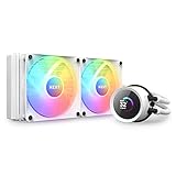 NZXT Kraken 240 RGB, 240 mm AIO CPU-Flüssigkeitskühler, anpassbares 4 cm (1,54 Zoll) quadratisches LCD-Display für Bilder, Leistungsdaten, Hochleistungspumpe, 2 x F120 RGB Core-Lüfter, Weiß