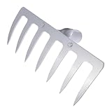 CAXUSD Multifunktionaler Gartenzinken aus Stahl Verzinkter Rechen ohne Stiel für Bodenlockerung Unkrautentfernung und Grasrechen im Außenbereich