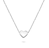 Nuoli® Herzkette Silber 925 (45 cm) filigrane Kette mit Herz für Damen, Halskette mit Herzanhänger, 925 Sterling Silber Schmuck