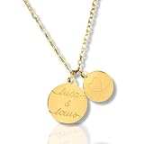 Personalisierte Gravur Kette als Geschenk für Frauen | zur Geburt | zur Hochzeit | für die Freundin | für Mama (50, Gold)