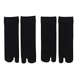 Sharplace 2 Paar Kurzsocken, Kurze Zwei-Zehen-Socken aus Baumwolle, Zwei zehensocke für Flip Flops, Schwarz, schwarz