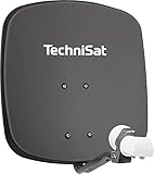 TechniSat DIGIDISH 45 – Satelliten-Schüssel für 2 Teilnehmer (45 cm kleine Sat Anlage - Komplettset mit Wandhalterung und Universal Twin-LNB) grau