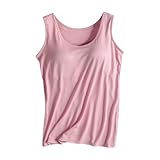 Luckywaqng Weiches Damen-Tanktop mit integriertem BH, ärmellos, bequem, dehnbar, für Yoga, Fitnessstudio, Workout-Tanktops Sexy Tops (Watermelon Red, XXXXL)