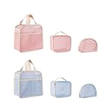 6er Set Kosmetiktasche aus Mesh, Tragbare Netz-Kulturtasche Kulturbeutel Schminktasche, Kosmetik-Aufbewahrungstaschen Makeup Bag, Handtasche Kosmetiktasche Reise mit Reißverschluss für Damen -C