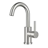 FORIOUS Wasserhahn Bad Hoch 360° Drehbar, Edelstahl Waschtischarmatur Hoch mit Warm/Kaltwasser Mischbatterie Einfache Montage für Badezimmer/küche Waschbecken Kleine Wohnmobil