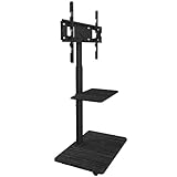 XTRARM Delpho mobiler TV Ständer mit Ablage, TV ca. 32-70 Zoll / 45 kg, viele VESA-Größen, Höhe variabel montierbar bis ca. 130 cm, schwarz, TV-Standfuss