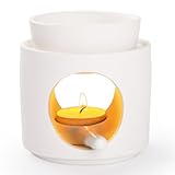 WD&CD Duftlampe aus Keramik, Aromalampe Teelichthalter Aroma Diffuser Stövchen für ätherische Öle weiß