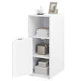 WOLTU Nachttisch schmal, Beistelltisch mit offenem Fach und Tür, Verstellbarer Ablage, 25x62x35 cm, Nachtschrank Bett, Nachtkästchen Nachtkommode modern, für Schlafzimmer, Weiß, NTS16ws